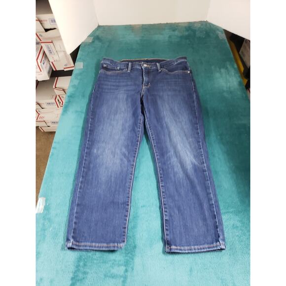 Levis Jeans Size 30 Womens Blue Stretch Pants Denim Mid Rise Skinny Capri - Picture 1 of 15